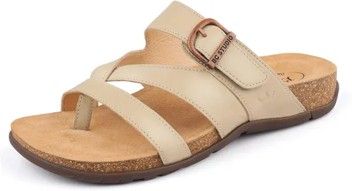 Miniatura 8 de BCSTUDIO Women's Orthopedic Flip Flop Sandals with Arch Support Comfortable Orthotic Summer Walking Casual Dressy Leather Flat Sandals for Women