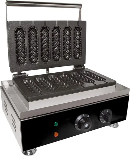 Miniatura 8 de Máquina de gofres de maíz para uso comercial gofres para perros calientes en un palo Acero inoxidable 110 V (6 piezas)