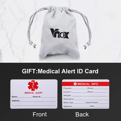 Miniatura 77 de VNOX Collar con colgante personalizado de acero inoxidable con grabado personalizado para identificación de alerta médica de emergencia para hombres