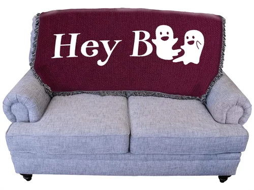 Miniatura 20 de Pure Country Weavers Manta negra con texto en inglés "I Just Here for The Boos" de fantasma, regalo de otoño, Halloween, para la parte posterior