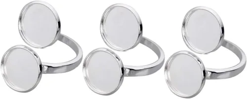 Miniatura 9 de EXCEART 10 piezas de soporte de anillo ajustable base de anillo bandeja de anillo soporte redondo en blanco base de cabujón bandeja de servir