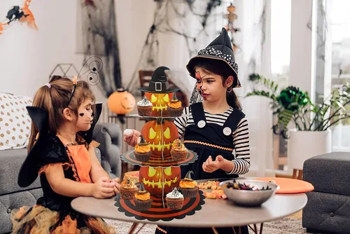 Miniatura 5 de Soporte para cupcakes de Halloween de 3 niveles para mesa de postre, torre de calabaza, bandeja de cartón naranja para 24 cupcakes, decoraciones