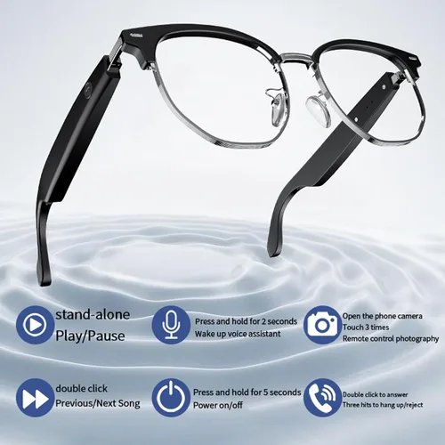 Miniatura 2 de PUSOKEI Gafas inteligentes, gafas de sol de audio, micrófono y altavoz integrados, protección U V00, auriculares de oído abierto, control táctil