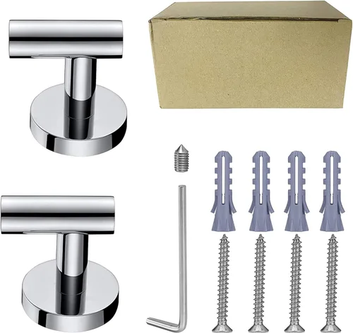 Miniatura 6 de Nolimas Gancho para toallas, cromo pulido SUS304, acero inoxidable, ropa de baño, armario, esponjas, gancho para bata, montaje en pared, redondo, 2