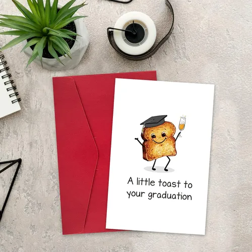 Miniatura 4 de Leinessy Linda tarjeta de graduación de brindis, tarjeta de felicitación con sobre, tarjeta de juego de palabras "A Little Toast to Your Graduation