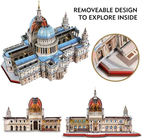 Miniatura 2 de CubicFun Rompecabezas 3D grande de la catedral de San Pablo para adultos, arquitectura de media apertura, disfruta de vistas interiores