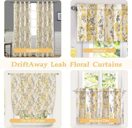 Miniatura 7 de DriftAway Leah - Cortina de ventana con aislamiento térmico y estampado floral abstracto, bolsillo para cortinero, 52 x 14 pulgadas, más cabecera