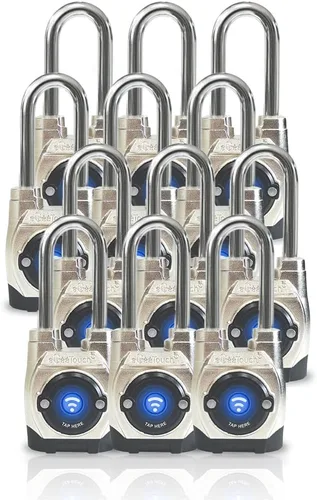 Miniatura 9 de 5th GEN - Candado inteligente para exteriores (paquete de 6, grillete largo) Bluetooth sin llave y bloqueo NFC, seguridad resistente a la intemperie