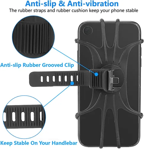 Miniatura 3 de Kinizuxi Paquete de 2 soportes universales para teléfono para bicicleta, soportes de silicona de rotación 360 para iPhone y Samsung, compatibles