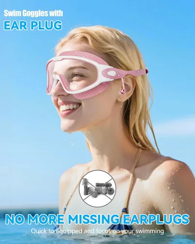 Miniatura 2 de Aegend - Nuevas gafas de natación de visión amplia para adultos, con protección antiniebla/UV, sin fugas, con tapones para los oídos para hombres