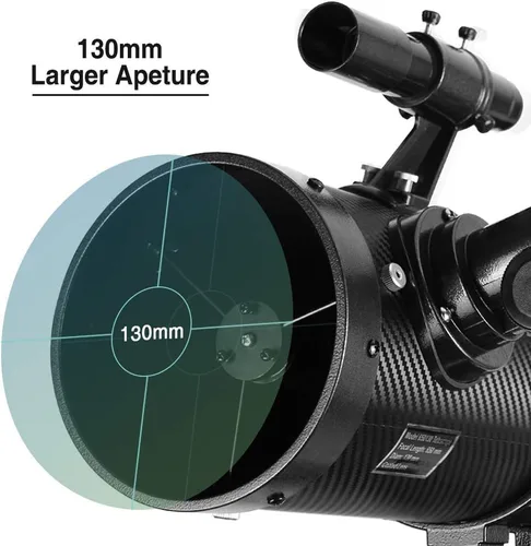 Miniatura 9 de Telescopio 130EQ Reflector Newtoniano para Adultos, Telescopios Profesionales para Astronomía, Incluye Lente Barlow 1.5X, Adaptador para Smartphone