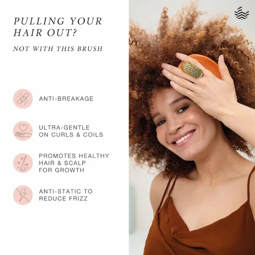 Miniatura 2 de Manta Cepillo de pelo antiroturas para rizos – Cepillo desenredante para cabello rizado y afro, cepillo suave húmedo y seco para mujeres, naranja