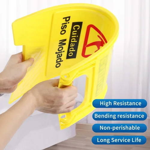 Miniatura 7 de CERLMLAND Señal de precaución mojada para piso, plegable, resistente, bilingüe de doble cara, letreros de advertencia de seguridad para uso