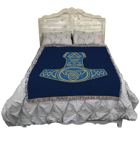 Miniatura 2 de Pure Country Weavers Mjolnir - Manta de martillo de Thor, mitología nórdica, fantasía, símbolos antiguos, para regalo, manta tejida de algodón