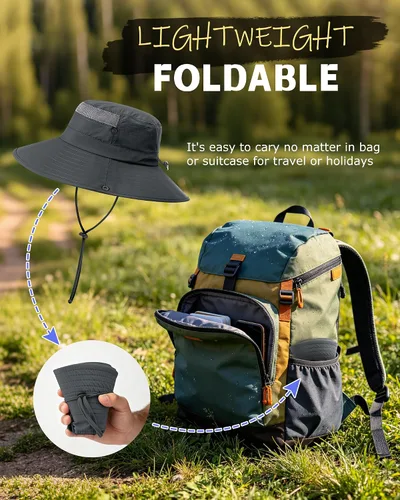 Miniatura 6 de Paquete de 3 sombreros Boonie para hombre, protección UV, sombrero de pesca al aire libre para senderismo, safari y jardinería