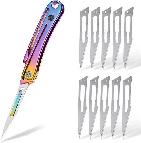 Miniatura 7 de KeyUnity KK07 - Cuchilla de Utilidad de Precisión para Manualidades, mango de titanio, mini herramienta de corte para manualidades, proyectos