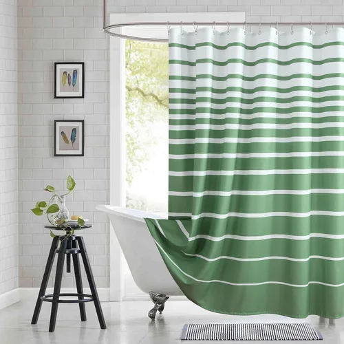 Miniatura 12 de Cortina de ducha gris, cortinas de ducha de tela de microfibra gris degradado para baño, cortinas de baño modernas impermeables, 72 pulgadas