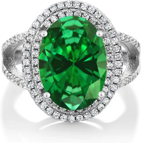Miniatura 8 de Gem Stone King Anillo de piedra preciosa y piedra natal de 5-10 quilates para mujer Plata de ley 925 Ovalado 14X10MM Anillo de boda