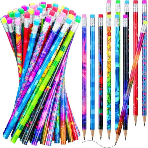 Chinco Lápiz de madera con borrador para niños, lápices de colores, escritura a granel, diversión, surtido, novedoso, suministros escolares