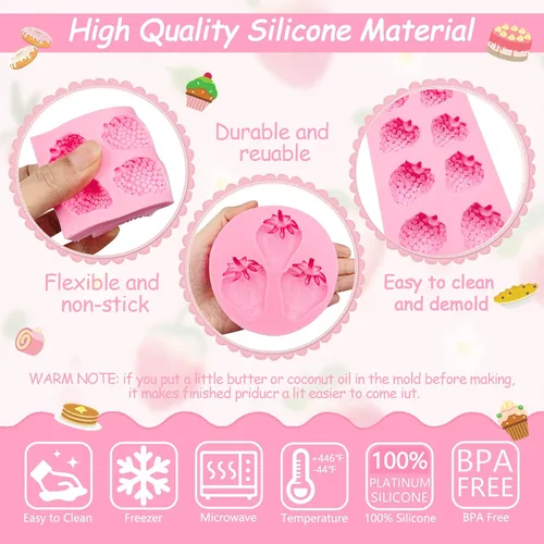 Miniatura 5 de Moldes de fondant de fresa, mini moldes de silicona para decorar pasteles de chocolate con frutas para hornear cupcakes, mousses, caramelos, F-8