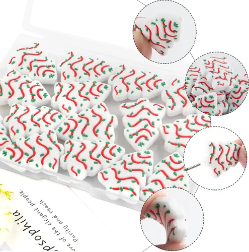 Miniatura 5 de Sunrony 15 piezas de abalorios focales de silicona para hacer llaveros, abalorios focales de silicona con forma de árbol de Navidad para lápices
