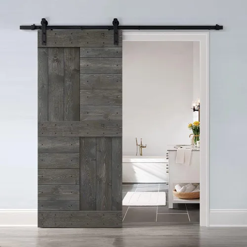 Miniatura 43 de TMS Serie N - Puerta corrediza interior de madera de pino anudada con kit de herrajes deslizantes (32 x 84 pulgadas, blanco)