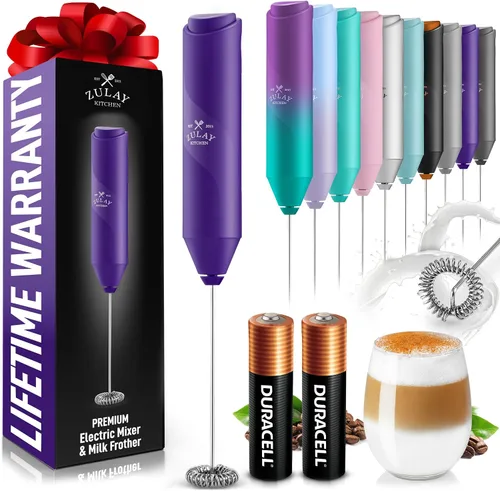 Miniatura 17 de Zulay Kitchen Espumador de leche de mano a pilas - Mezclador eléctrico de bebidas para café, lattes, capuchinos, matcha y chocolate caliente