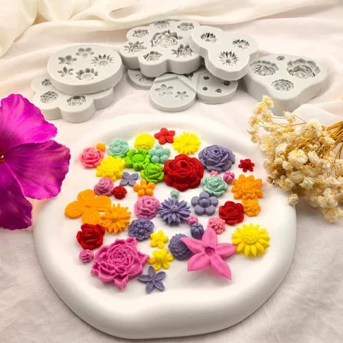 Miniatura 8 de 6 moldes de flores de silicona para chocolate, molde de margarita y fondant, molde de caramelo de rosa, molde de resina de arcilla de polímero
