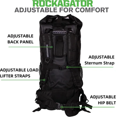 Miniatura 3 de Mochila impermeable Kanarra de 90L de Rockagator para acampada, senderismo, caza - Gran capacidad, cierre enrollable de tapa, Camuflaje, 40 litros