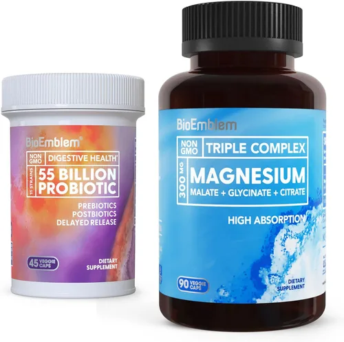 BioEmblem Complejo triple de magnesio y probióticos para mujeres y hombres