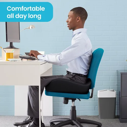 Miniatura 7 de Benazcap Cojín de asiento de espuma viscoelástica para silla de oficina, cojines ergonómicos para aliviar el dolor de coxis, ciática y respaldo