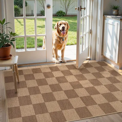 Miniatura 41 de Lahome Alfombra de yute a cuadros fácil 2'x3', alfombra pequeña para entrada, antideslizante, alfombra para la puerta delantera de la cocina