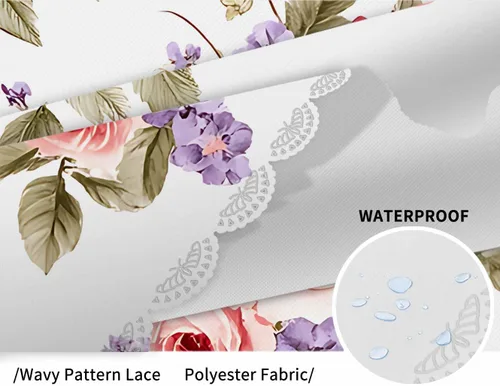 Miniatura 4 de IBILIU Mantel redondo con diseño floral de rosas, flores de acuarela, flores rosas, flores moradas, mantel circular decorativo para cocina