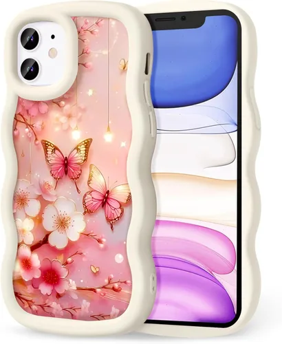 Miniatura 30 de Compatible con iPhone SE/8/7 Funda para Mujeres y Niñas, Marco Ondulado Rizado con Patrón Lindo, Estética Delgada Suave Silicona TPU Parachoques