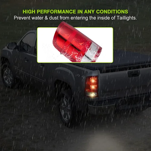 Miniatura 7 de Luz Trasera para 2007-2013 GMC Sierra 1500 (SL, SLE, SLT, WT) - 2007-2014 GMC Sierra 2500 3500 HD Luz trasera con bombillas y arnés GM2800208 Lado