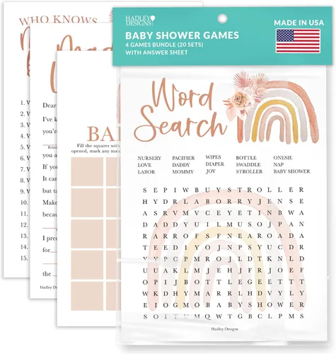 Miniatura 16 de Hadley Designs Juegos de baby shower para 25 invitados, juego de baby shower rosa para niña, juego de baby shower, juego de baby shower verdadero