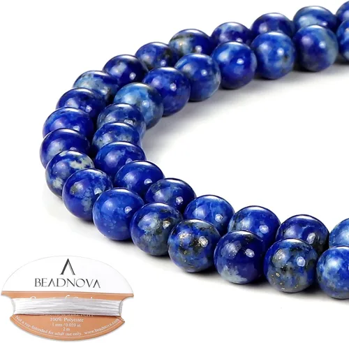 Miniatura 11 de Cuentas de ónix negro BEADNOVA con cuentas de cristal natural, piedras preciosas, redondas, sueltas, curativas de energía con cordón elástico de 01)