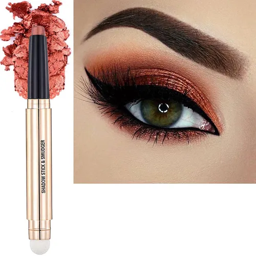 Miniatura 9 de Lápiz delineador de ojos y sombra de ojos verde brillante, lápiz de sombra de ojos cremoso, brillante, suave, hipoalergénico, resistente al agua