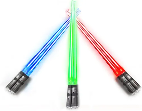 Miniatura 14 de Palillos de sable de luz con luz LED - Sables de luz brillantes de Star Wars, palillos reutilizables para sushi, juego de palillos con luz LED de 1