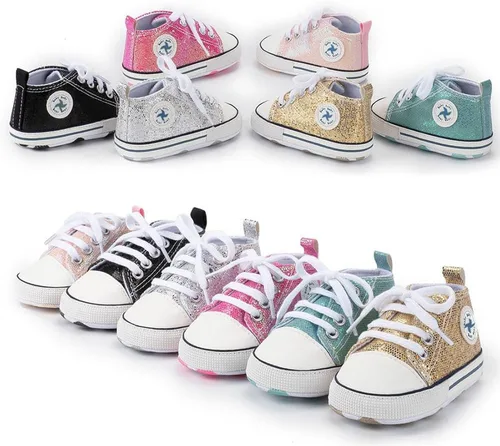 Miniatura 108 de Zapatos deportivos de lona de lona para bebés y niñas, suela antideslizante suave, suela antideslizante