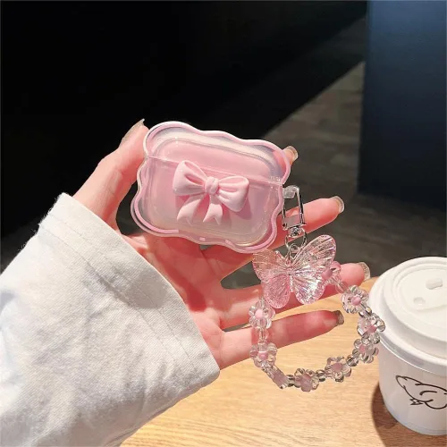 Miniatura 3 de MINSCOSE Funda compatible con Airpods Pro de 3ª generación (2025) con kit de limpieza, diseño de patrón de arco 3D de marco ondulado con bonito