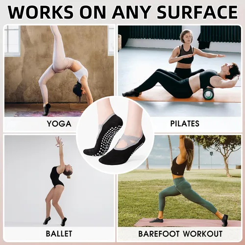 Miniatura 3 de Calcetines de yoga con agarre antideslizante para mujer, talla única, para fitness, deporte, danza de calcetines