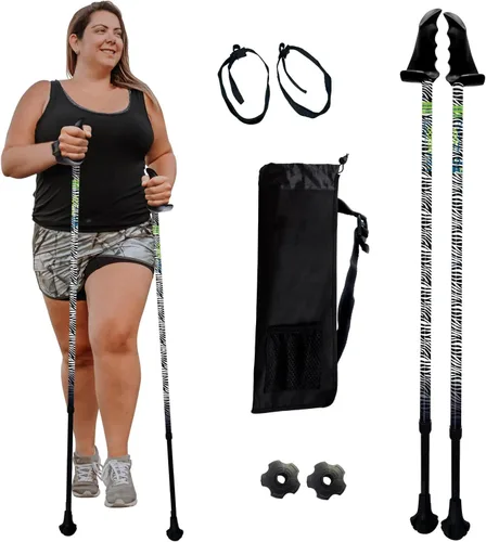Miniatura 16 de York Nordic Bastones de senderismo motivadores grandes y altos para equilibrio y rehabilitación, 2 piezas, fuertes bloqueos de botón, patas de goma