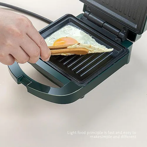 Miniatura 2 de Sandwichera, tostadora y parrilla eléctrica Panini con placa de revestimiento antiadherente para sándwiches de queso a la parrilla, fácil de Verde