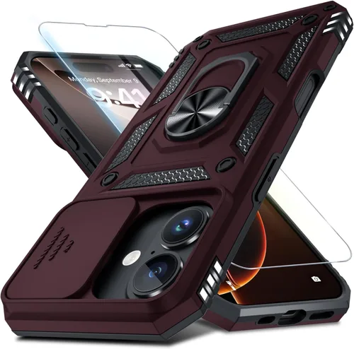Miniatura 55 de Janmitta - Funda para iPhone 14 Pro con cubierta deslizante para lente de cámara incorporada + protector de pantalla, funda de cuerpo completo