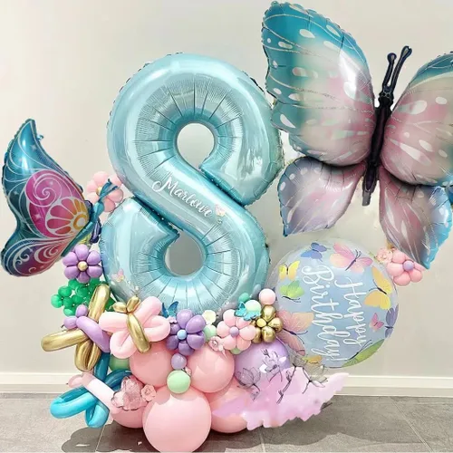 Miniatura 5 de Globos de Mariposa 4 Piezas 40 pulgadas Azul Morado Globos de Papel de Aluminio Mylar para Fiesta Temática de Mariposas Boda Cumpleaños Baby Shower