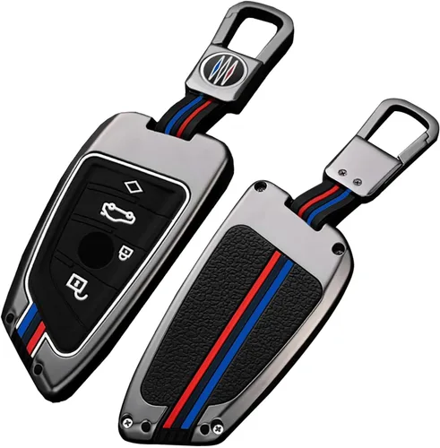 OLLEN Funda de Metal Pesado para Llavero, Compatible con BMW 2 5 6 7 Series X1 X2 X3 X5 X6 GT Series, Carcasa de Protección Completa para Llavero,