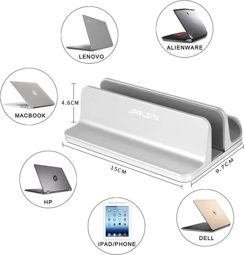 Miniatura 3 de JARLINK Paquete de soporte vertical para laptop con (versión mejorada) soporte vertical para laptop, soporte de escritorio ajustable para laptop