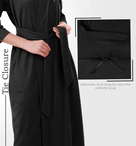 Miniatura 6 de NY Threads Bata de baño de punto largo para mujer, manga 34, kimono suave, ligero, ropa de descanso
