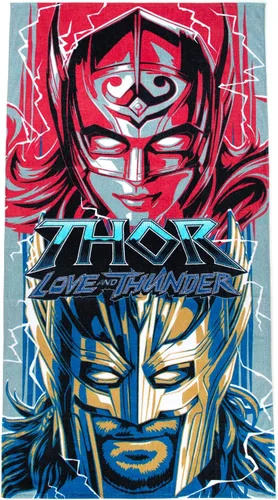 Jay Franco Marvel Comics Thor Asgard Heroes - Toalla grande para baño/piscina/playa para niños, toalla de algodón súper suave y absorbente, Multi -